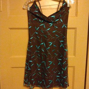 Brown with green leaves mesh style formal or fancy dress